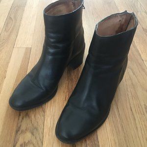 Madewell - Black Leather Ankle Boots, 2.5" Heel